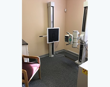 Room with x-ray machine